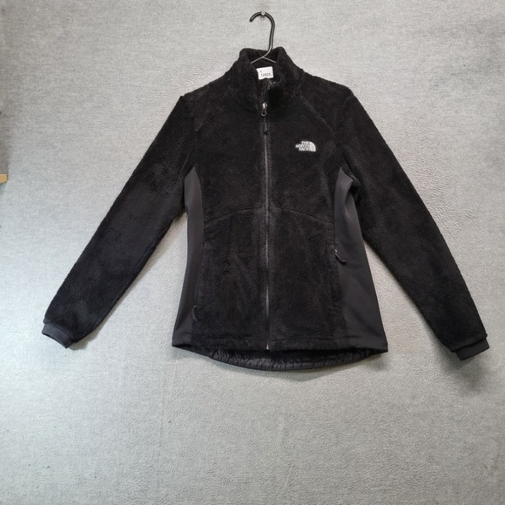 The North Face Women Sweatshirt Medium Black Sherpa Full Zip Logo